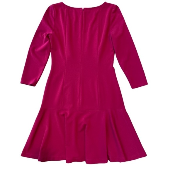 Nine West Fuchsia Crewneck Long Sleeve MIDI Dress Size 2 - Picture 3 of 11